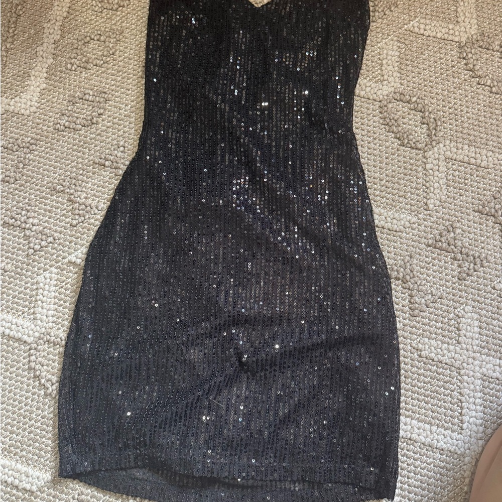 Elegant Mini Black Sequin Dress